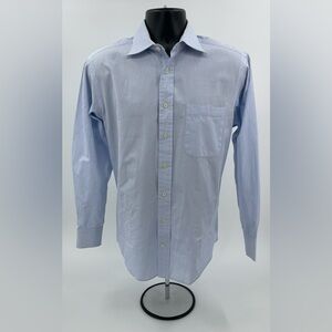 Vineyard Vines Shirt 100s 2 Ply Cotton Micro Check White & Blue Mens 15.5 X 34
